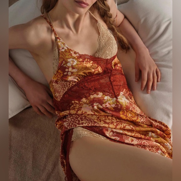 🎉LAST PIECE🎉Free People Right Now Midi Slip Dress Amber Combo - Picture 3 of 9